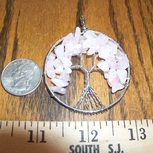 Chakra Tree of Life pendant rose quartz gemstone crystal pendant