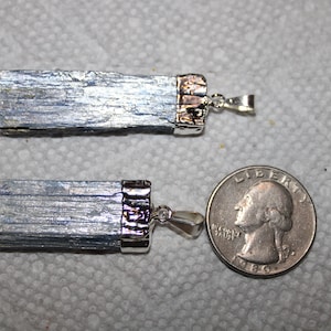 Pendant kyanite  gemstone  silver plated