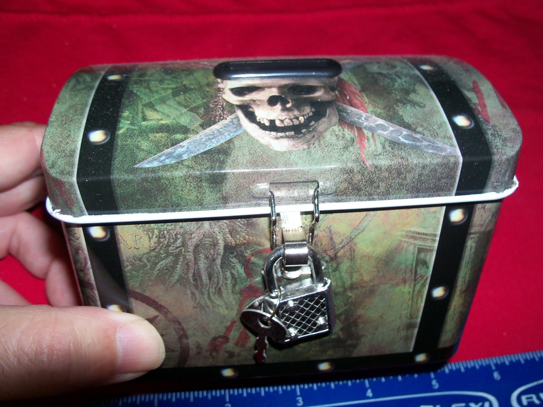 Pirate Treasure Chest Piggy Bank With Lock Etsy