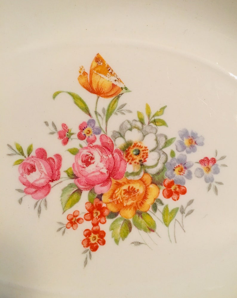 Vintage Serving Bowl accented with Flowers