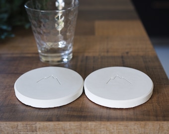 Concrete Coasters / Handmade Coasters Set / Moutain lover