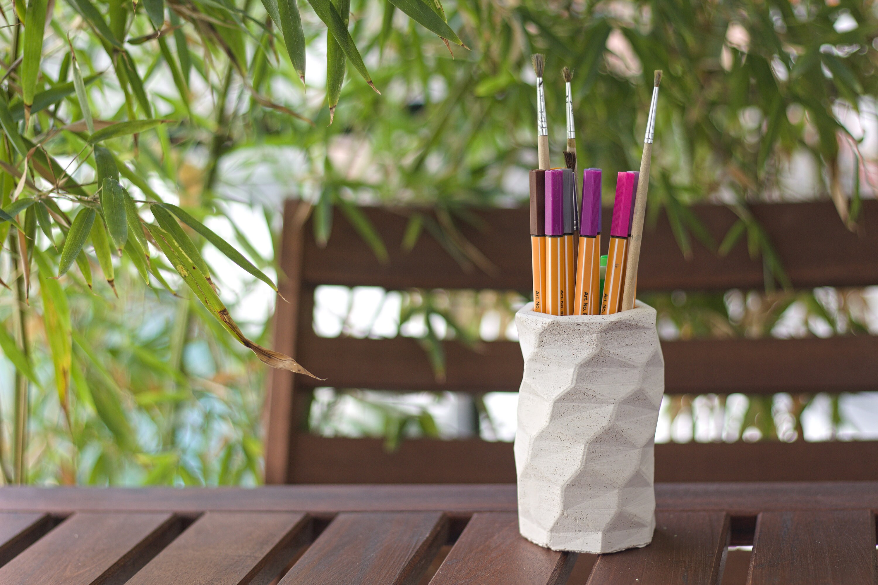 Pot à Crayons en Béton/Grand Pot Organisateur de Bureau