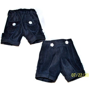 Handmade Tailored denim shorts to fit Sasha Morgenthaler dolls