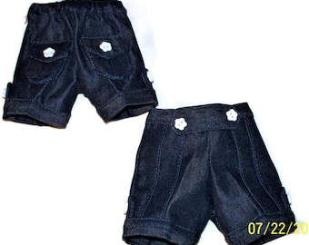 Handmade Tailored denim shorts to fit Sasha Morgenthaler dolls