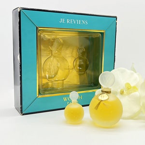 Je Reviens Worth Set, Eau de Toilette 30 ml, Miniature Perfume 0,24 fl.oz EDP, Bottles designed by Lalique,  Vintage 80s, French perfume