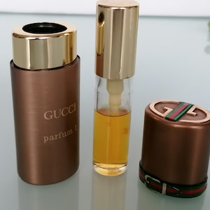 Vintage &#39;&#39;Gucci Parfum 1&#39;&#39; (1974) Parfum /Extrait  1/4 oz /7 g Spray  55-60% full  Metal Case Rare Retro  Women&#39;s Fragrance