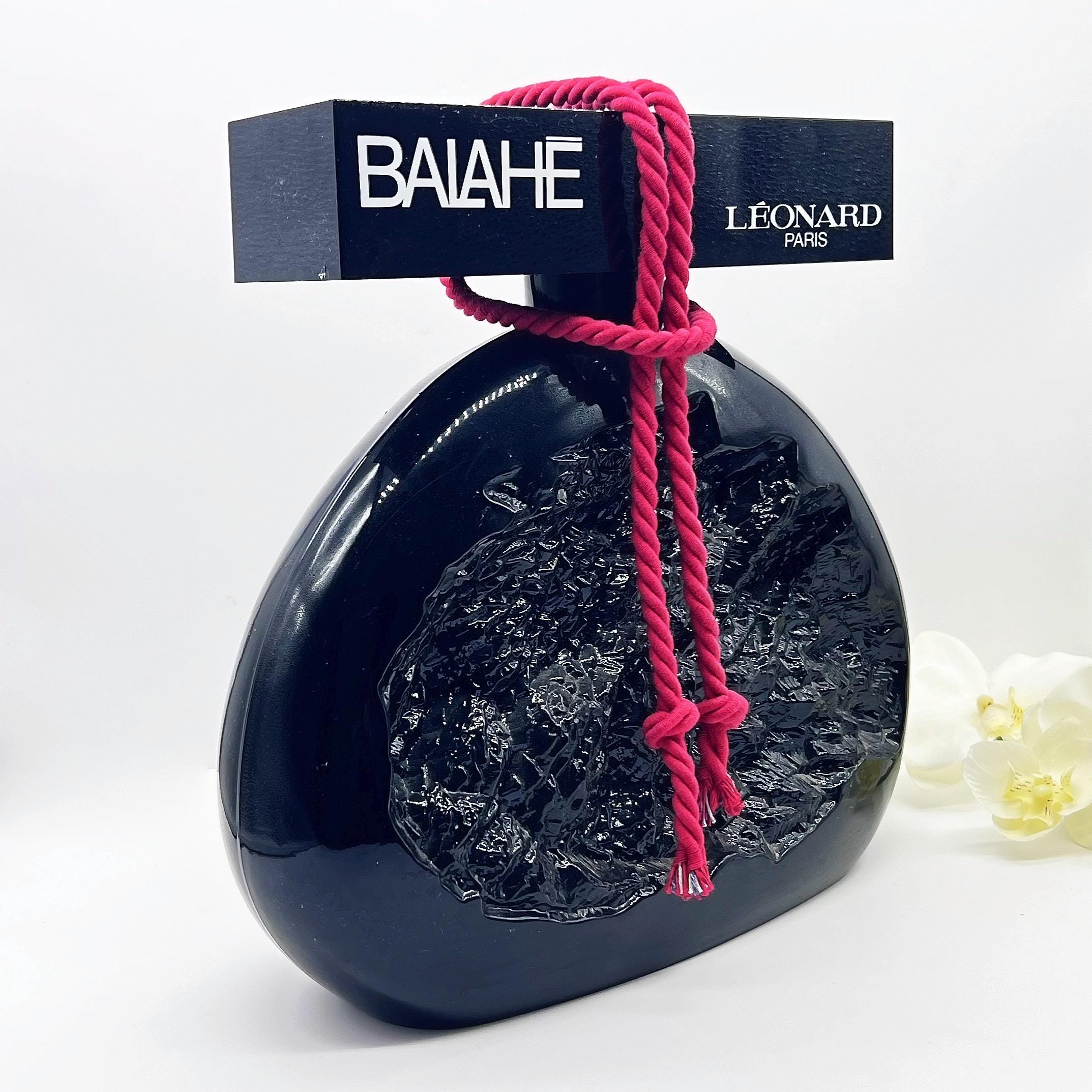 Rare 1980s Balahe Leonard Black Glass Factice Dummy Perfume Bottle