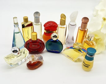 ミニチュア香水瓶14個セット、ヴィンテージ女性用フレグランス80年代