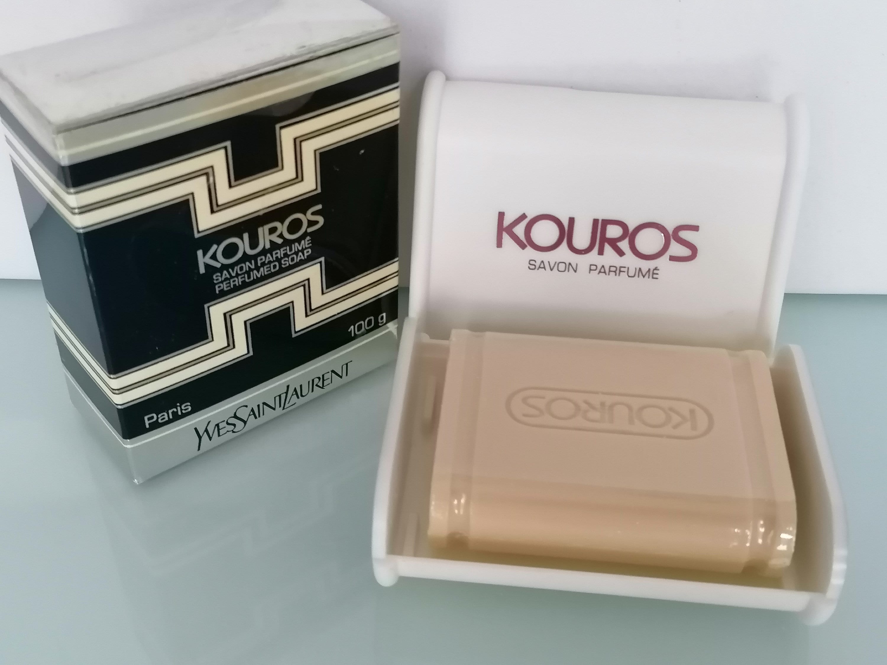 Kouros YSL, Vintage, Perfumed Soap 100 G/3,5 Oz With Soap Dish for