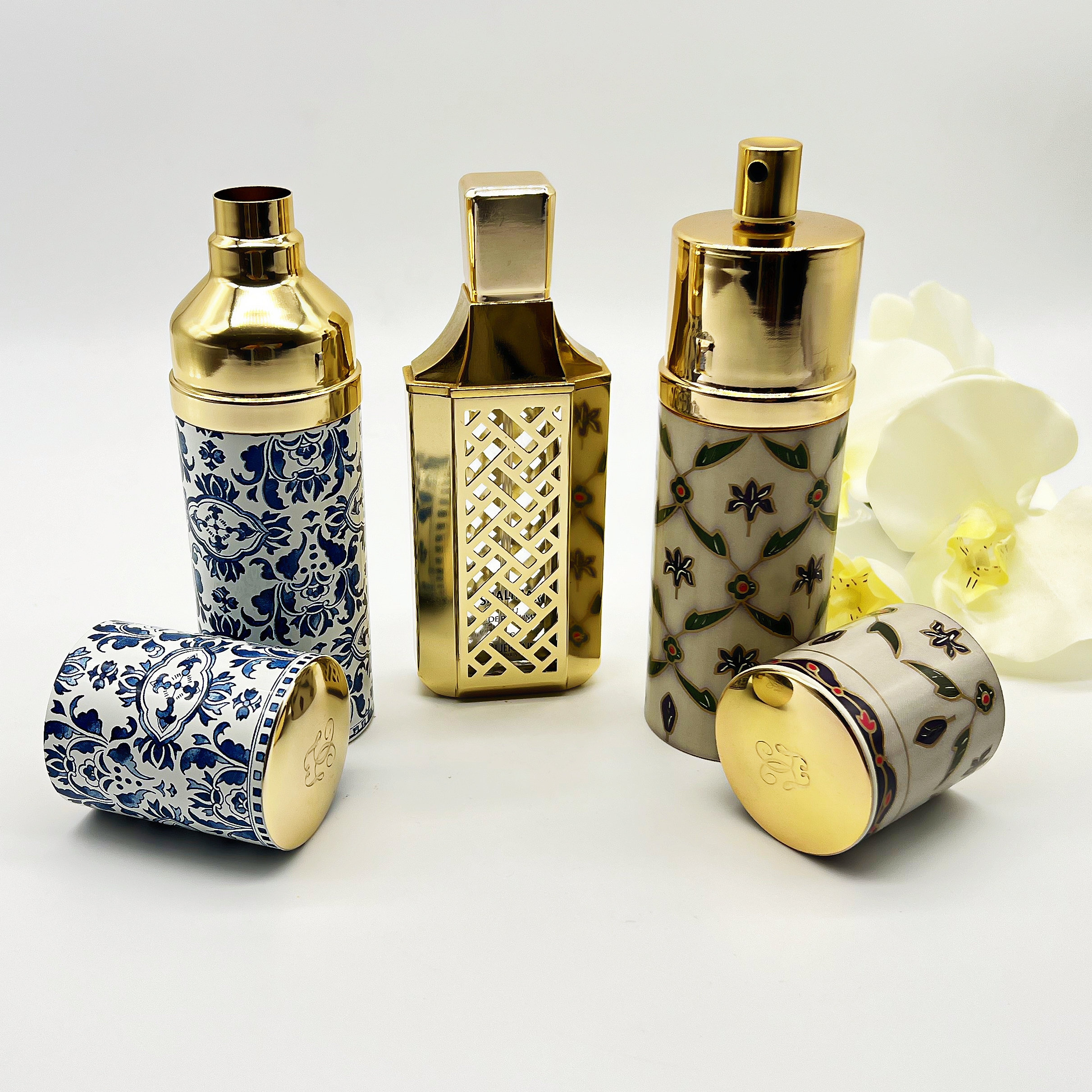 ゲランの空のケース3個セット、ヴィンテージ70年代と80年代、香水入れ