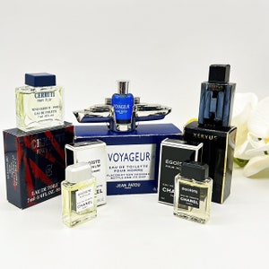 Lot of 5 Miniature Perfumes , Men&#39;s Fragrances, Egoiste, Fair Paly, Xeryus, Voyageur, Vintage Perfume Samples 80s ,Gift Idea ,Made in France