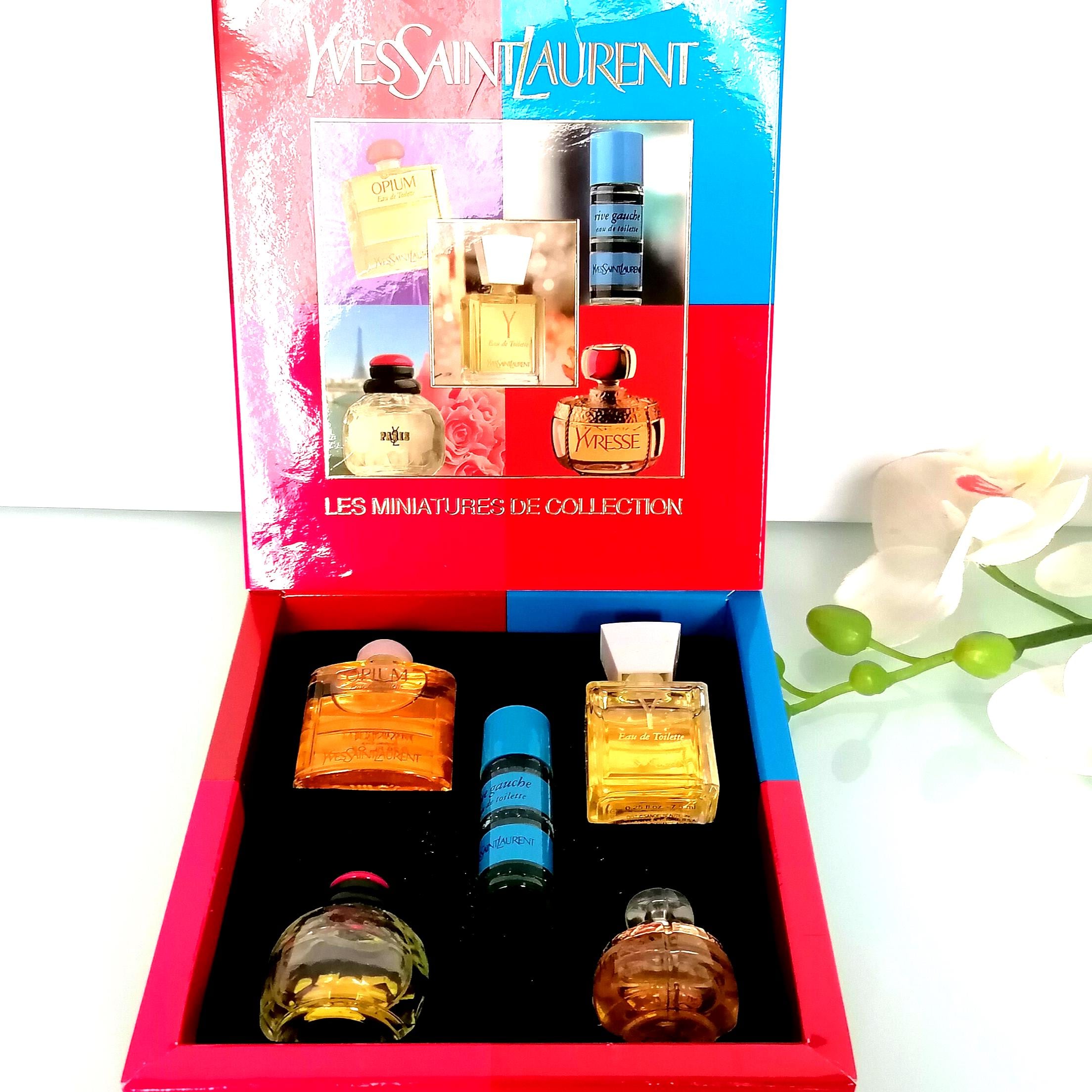Ensemble de parfums miniatures vintage Yves St Laurent, cadeau de