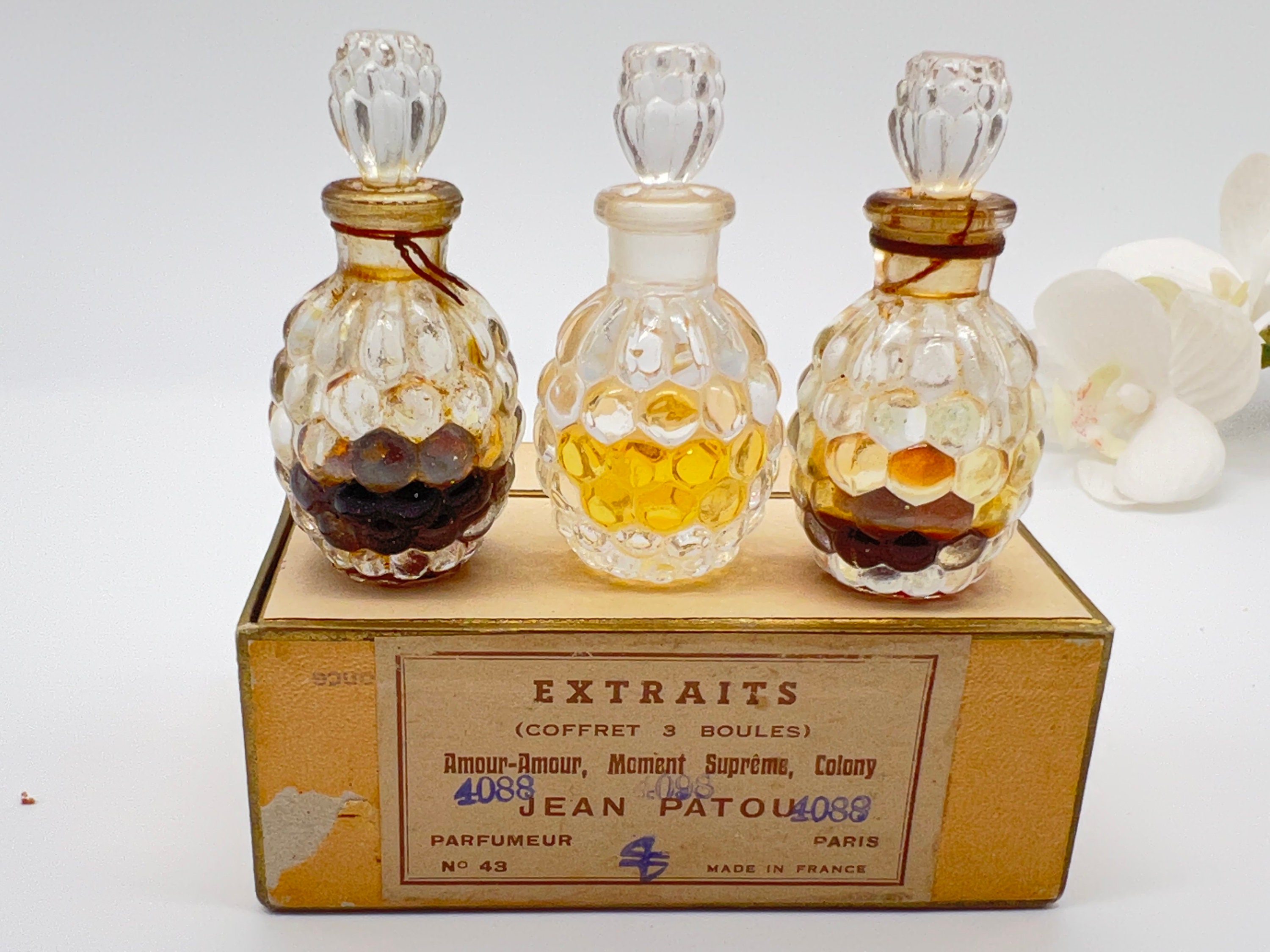 JEAN PATOU Parfum Set X3 Miniature Vintage 1940s to 1950s Amour