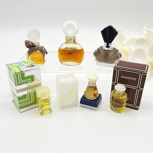 Lot of 6 Miniature Perfumes , Amazone , Fath de Fath, Cabochard, Passion, Chunga, Variatinos, Vintage Pure Perfume, Gift Idea , France