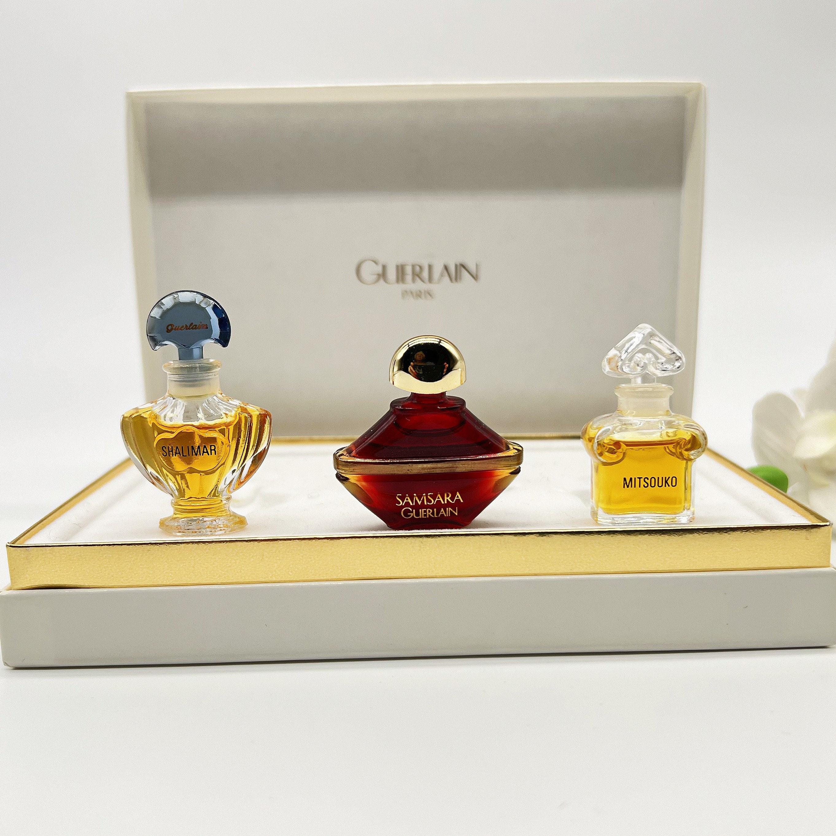 Luxury Mini Guerlain Perfume Gift Set: Shalimar, Mitsouko, Samsara