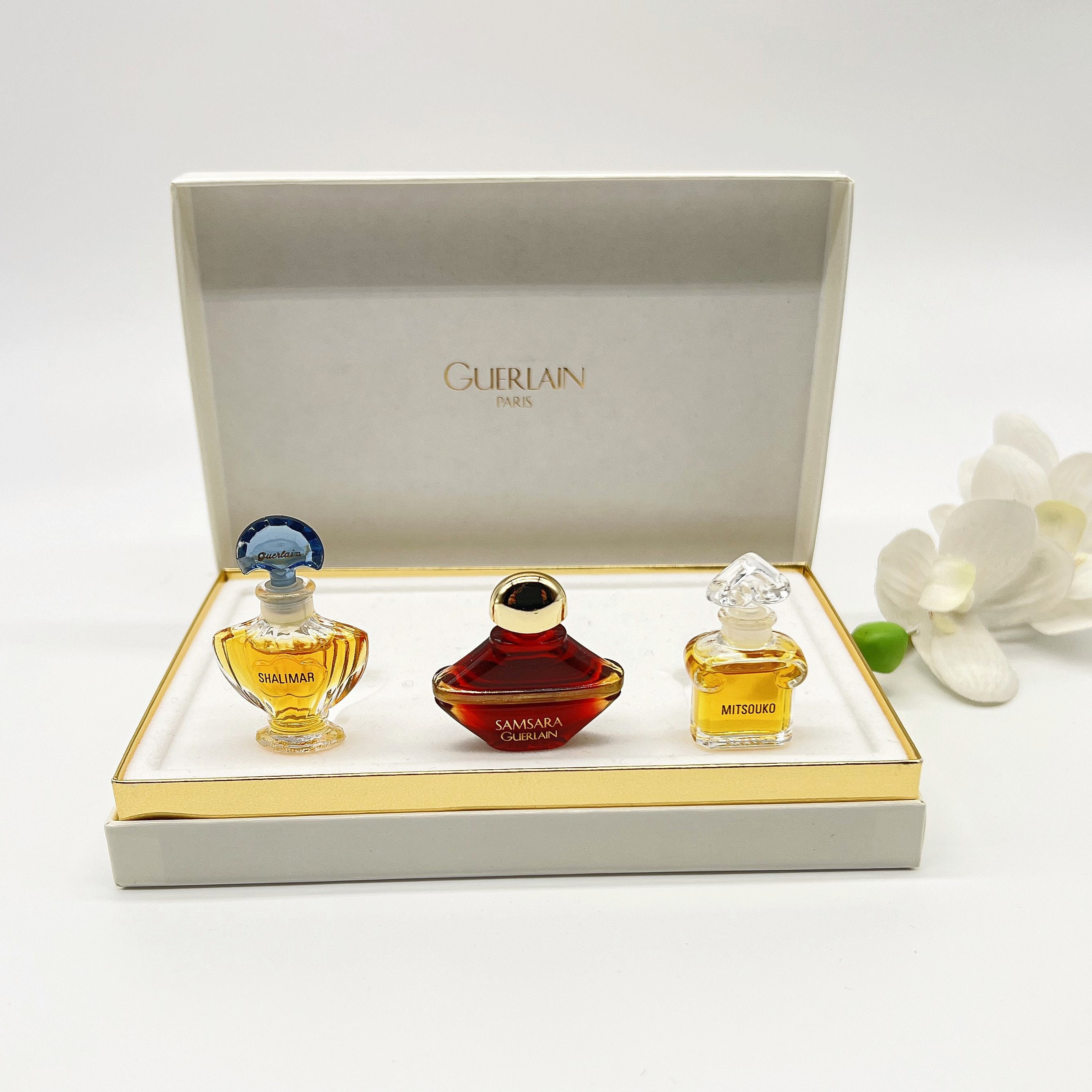 Luxury Mini Guerlain Perfume Gift Set: Shalimar, Mitsouko, Samsara