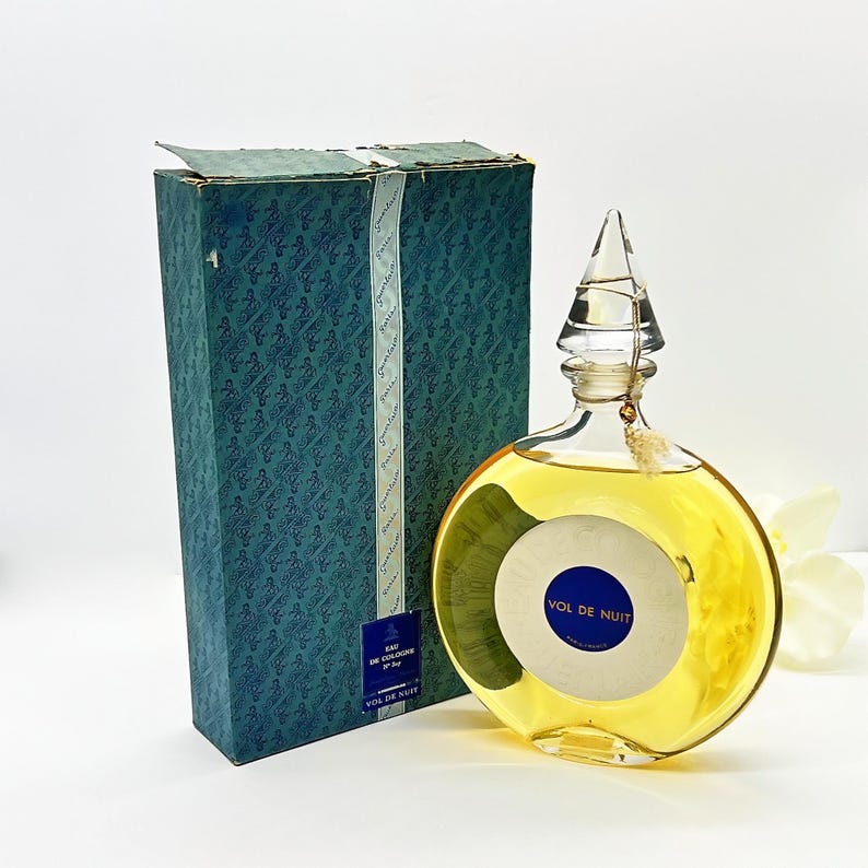 Rare 1950s Guerlain Vol de Nuit Perfume 500ml Sealed Bottle with Box , Vintage Eau de Cologne , Collectible French Perfume ,Flacon Montre image 8