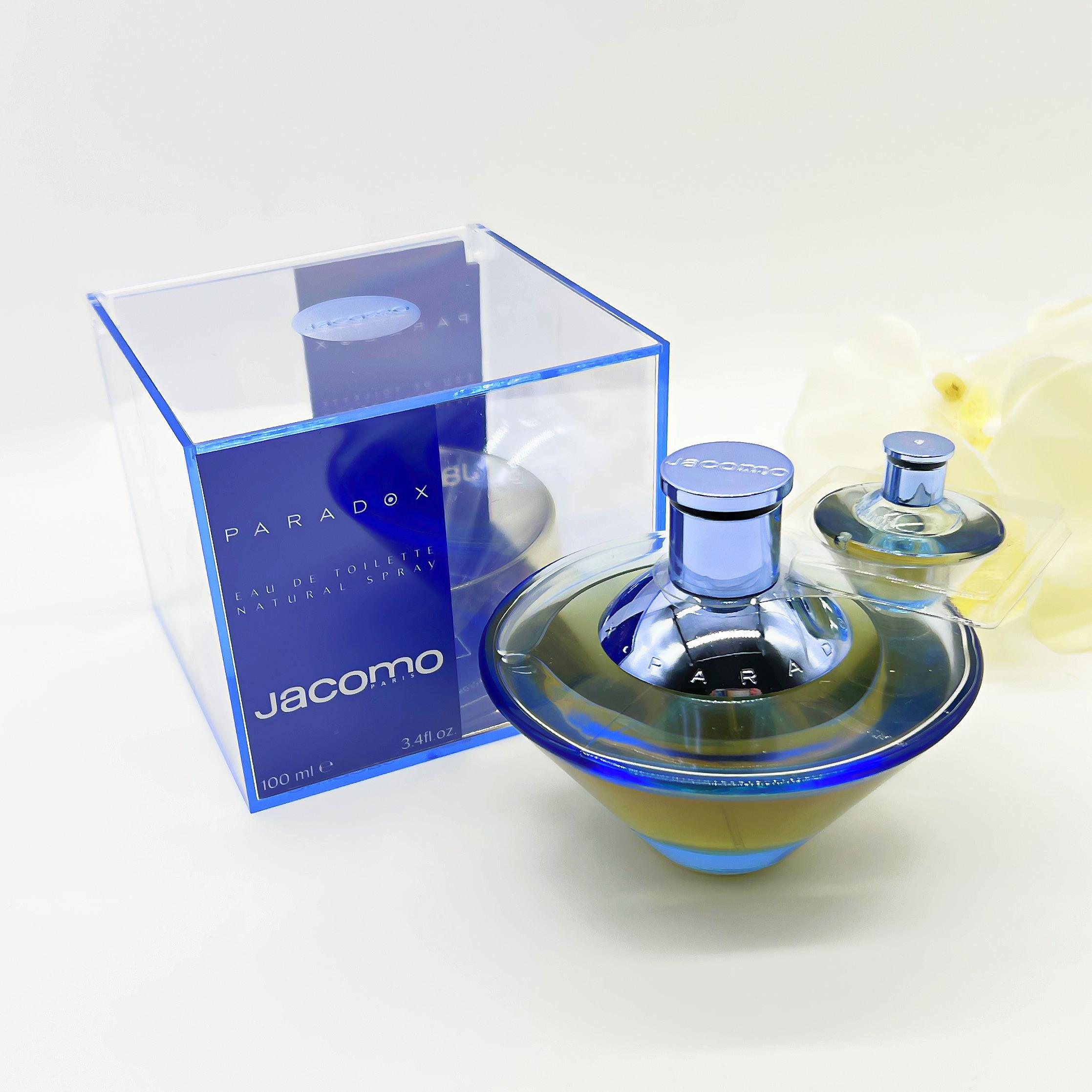Paradox by Jacomo Eau de Toilette 100ml (3.4 fl.oz) Spray + Miniature 5ml (0.17 fl.oz)  Vintage 1998 , New in Original Hard Case, Gift Idea