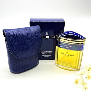 Boucheron pour Homme ((1989)  Eau de Toilette 50 ml/1.7 fl.oz. Spray, Limited Edition, Soft Blue Leather Case ,Gift Idea
