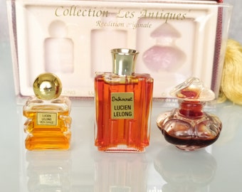 Lucien Lelong  Pure Perfume  Set of 3 Miniatures  Original Edition   Collection Les Antiques