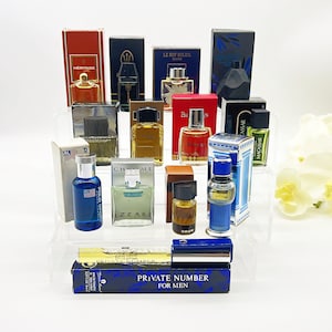 Lot of 13 Miniature Perfume Bottles, Vintage Men's Fragrance 80s, 90s, Perfume Sampels, Collectible Miniature Perfumes with Boxes, Gift Idea