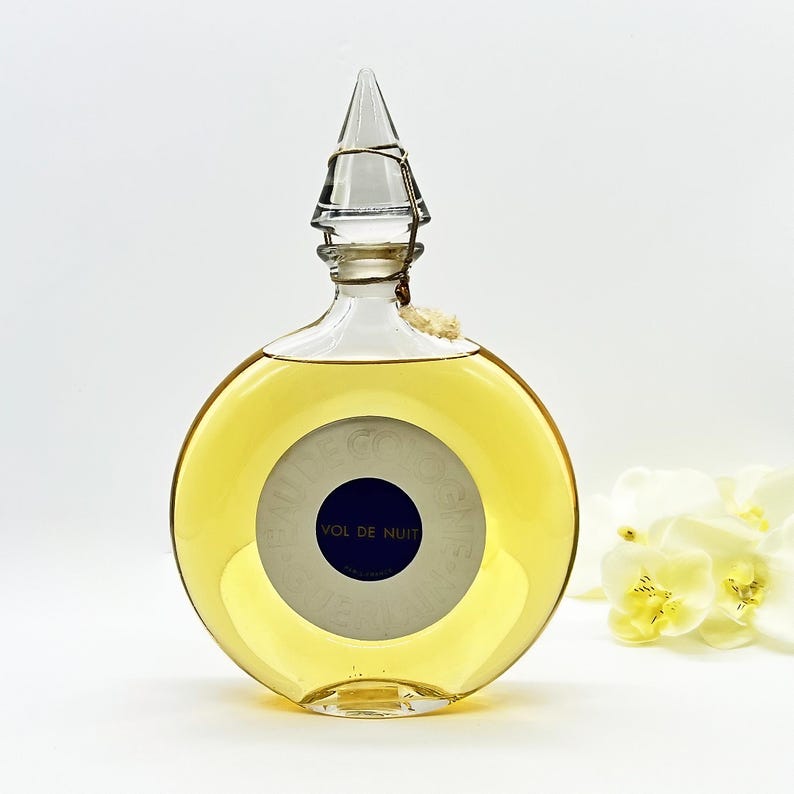Rare 1950s Guerlain Vol de Nuit Perfume 500ml Sealed Bottle with Box , Vintage Eau de Cologne , Collectible French Perfume ,Flacon Montre image 5