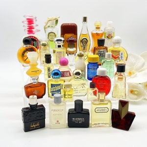 Lot of 30 Miniature Perfume ,Different Fragrance, Various Brands, Collectible Miniature Perfumes 80s/90s. vintage perfume samples. Gift Idea
