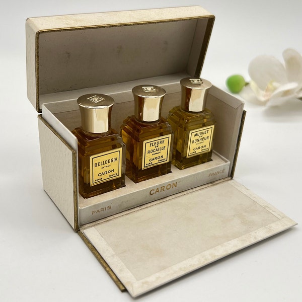 Caron Set 3 x Parfum/Extrait 1/4 fl.oz/0,25 ml  Fleurs de Rocaille , Bellodgia , Muguet de Bonheur ,France, Paris