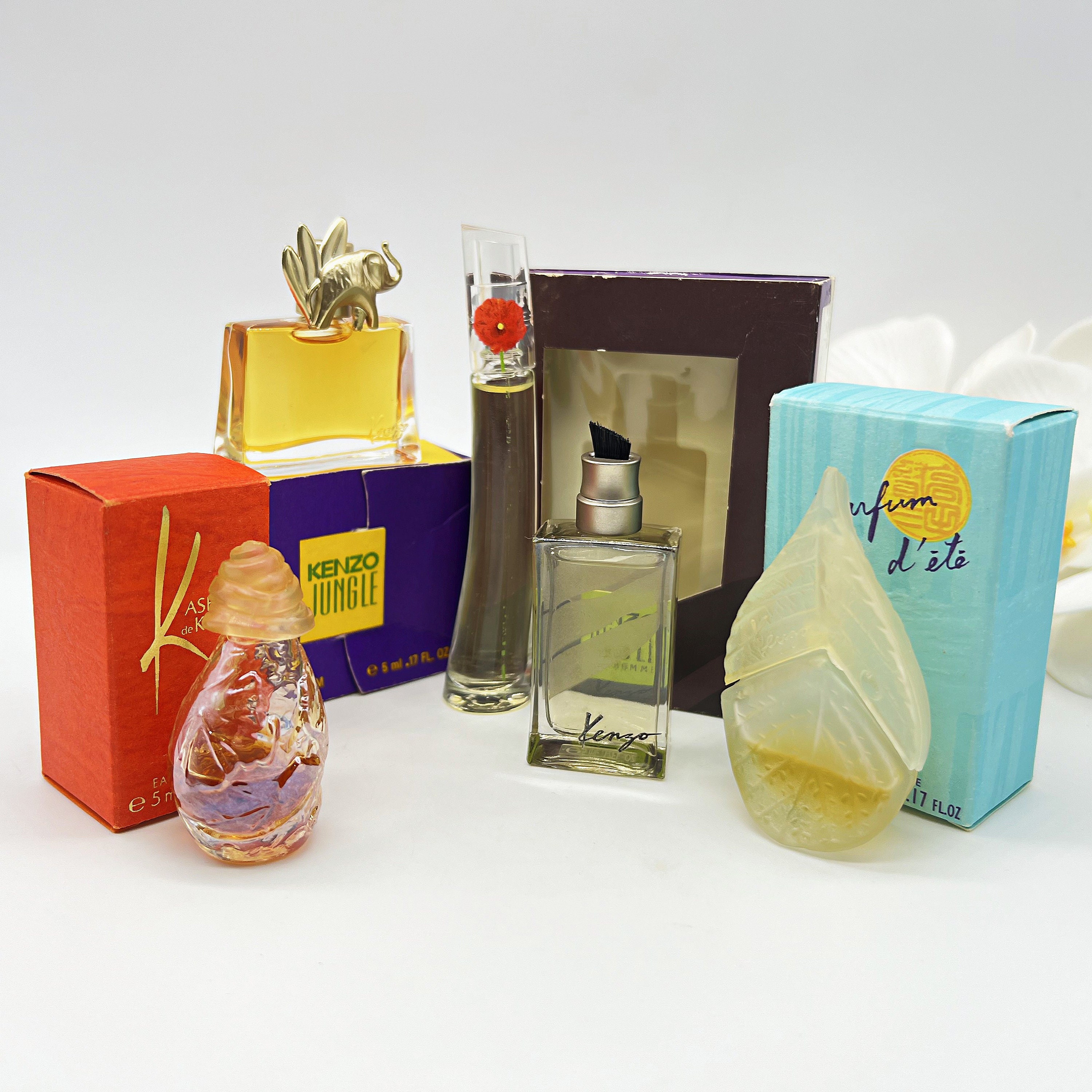 Lot of 5 Miniature Perfumes Kenzo, Vintage 90s, Jungle Elephant