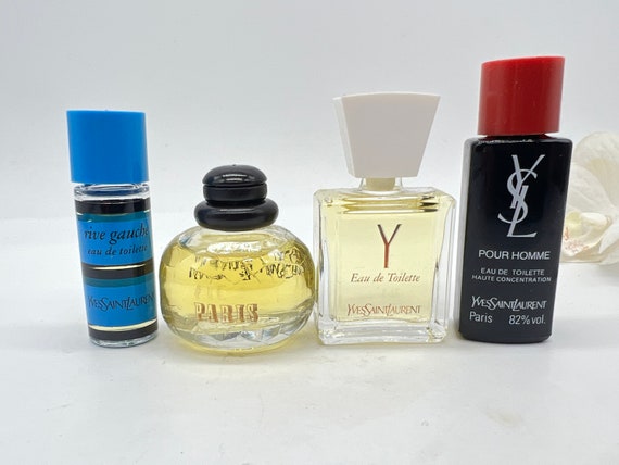 Lotto di 4 miniature di profumi Yves St. Laurent, Paris, Rive Gauche, Pour  Homme, Y, campione vintage -  Italia