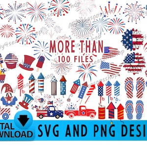 4th Of July Svg Bundle Fireworks Svg & Png 4th of July firework more than 100 files  fireworks  Png Svg elements fireworks clipart PNG files