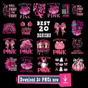 20 Breast Cancer Awareness PNG Bundle Breast Cancer Awareness Png Pink Sunflower Breast Cancer Designs In October We Wear Pink Png