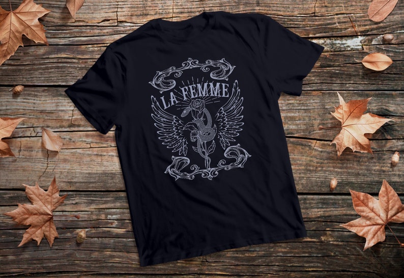 La Femme Shirt Snake And Rose Dark Art Tshirt La Femme , Women Shirts , Short-Sleeve Unisex T-Shirt image 1