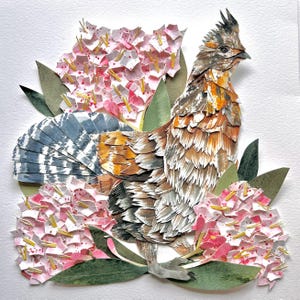 Original-Papierarbeit mit Rahmen Ruffed Auerhahn Kunst