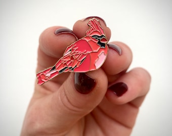 Cardinal Enamel Pin/Bird Jewelry