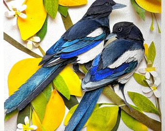 Limited Giclee Magpie Print/Bird Fine Art Print