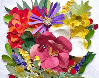 Original Framed Paper Flowers/Floral Art