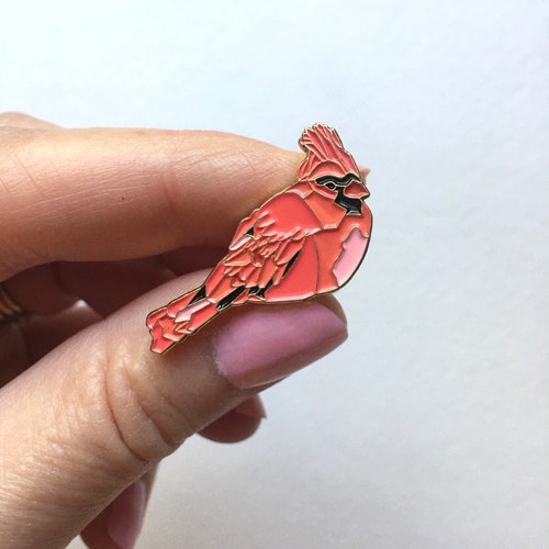 Cardinal Enamel Pin Bird Enamel Pin Enamel Lapel Pin Etsy