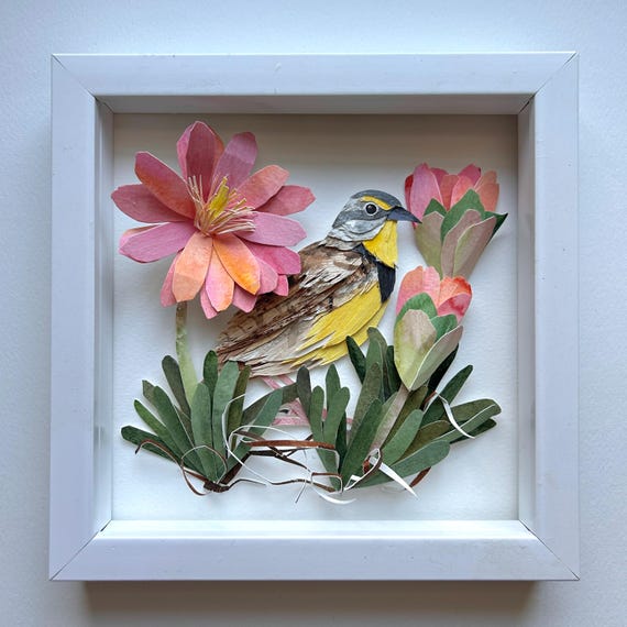 Etsy 鳥の羽 額縁 オーダーメイド 手描き鳥の羽アート作品 フレーム
