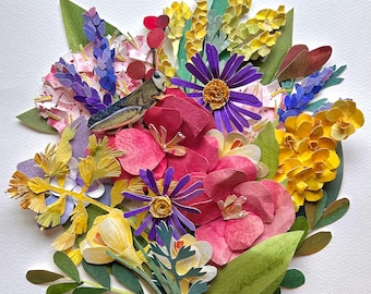 Original Framed Paper Flowers/Floral Art