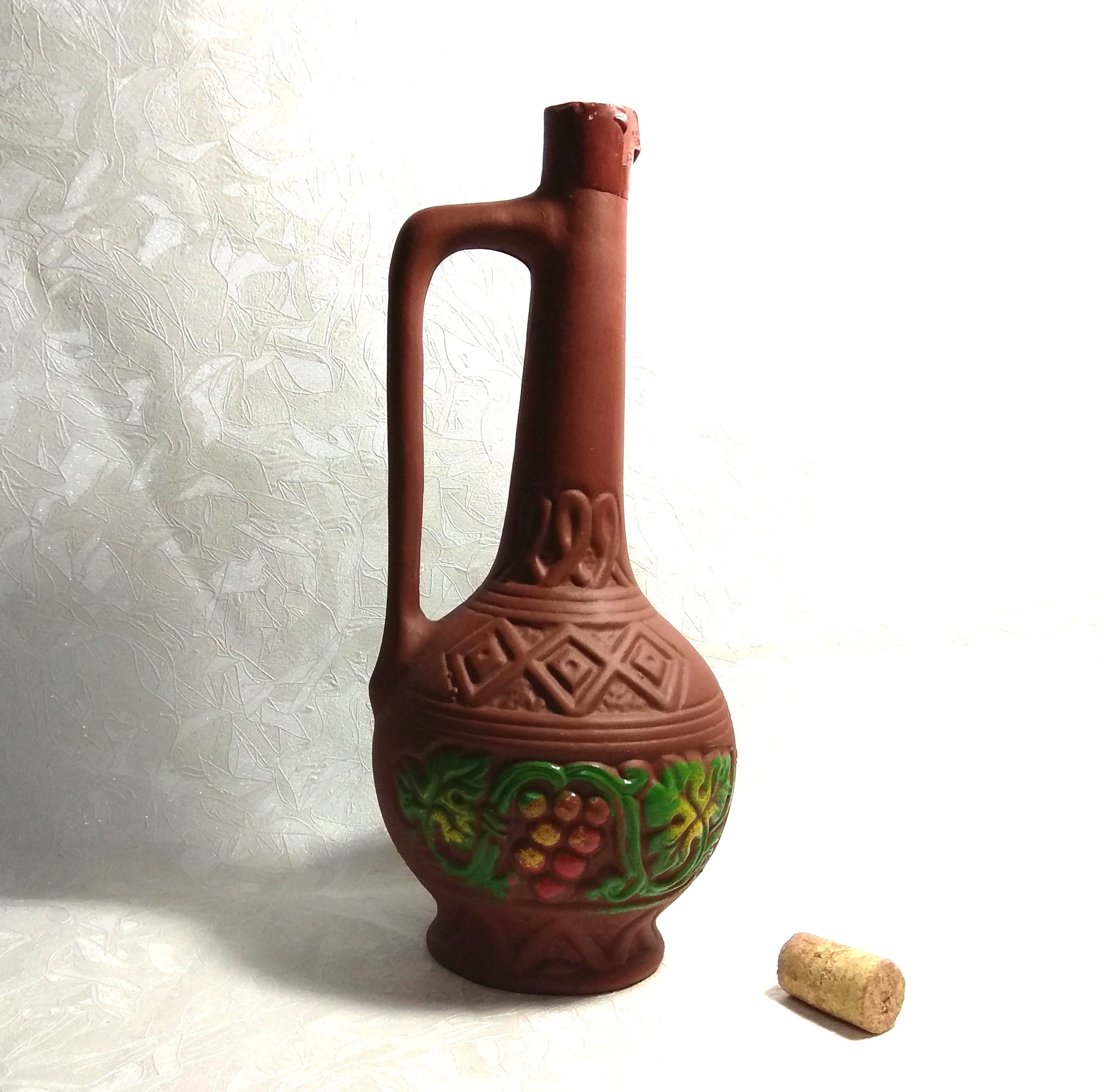 Vintage clay jug Georgian wine decanter ceramic high bottle of | Etsy