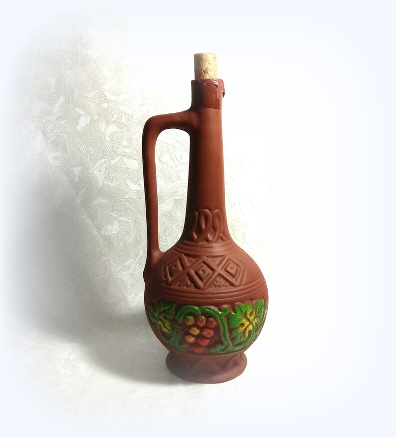 Vintage clay jug wine decanter ceramic high bottle of Etsy
