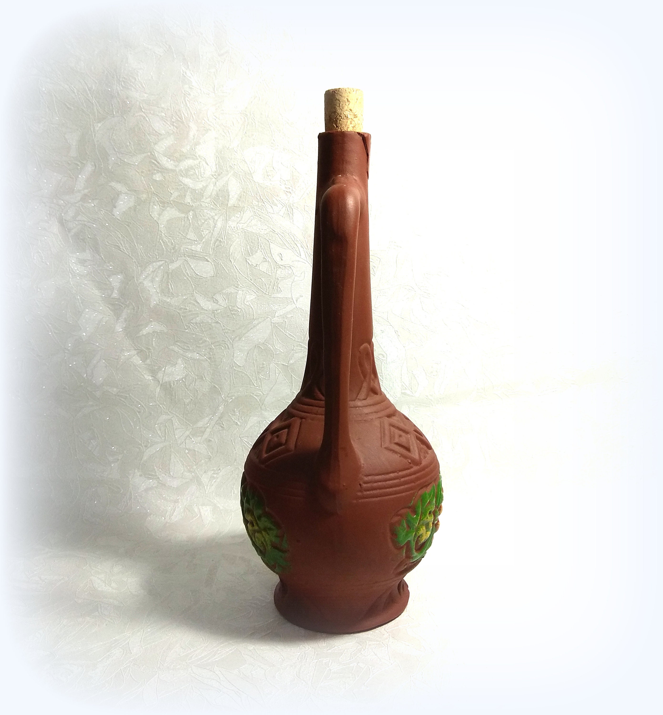 Vintage clay jug wine decanter ceramic high bottle of Etsy