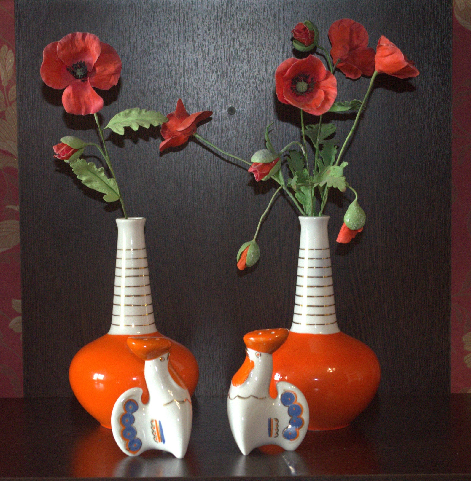 Orange Vase With Long Neck Porcelain Vase Pumpkin Bright Gold Etsy