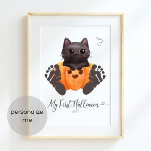 My First Halloween Baby Footprint Art: DIY Keepsake Craft Printable (editable)