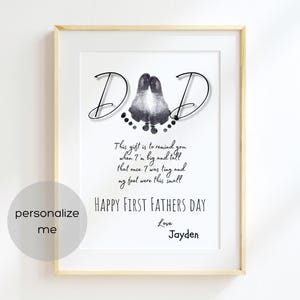 Premier poème de la fête des pères, empreinte de pas Arts and Craft DIY, cadeau souvenir imprimable pour un nouveau papa, un cadeau pour un bébé pour la première fois