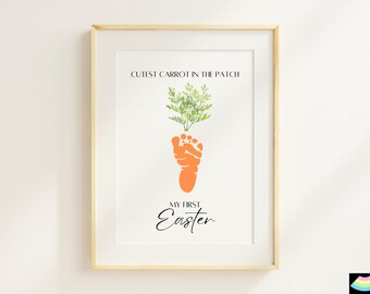 My First Easter Footprint Art Keepsake, Easter Gift Footprint Craft, Baby First Easter Keepsake Gift for kids, Easter Baby Footprint Art