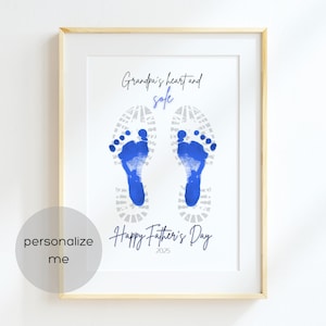 Huella de corazón y suela del abuelo para el Día del Padre, arte imprimible, manualidades, huella del Día del Padre, regalo imprimible DIY para el abuelo