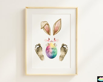 My First Easter Footprint Art Keepsake, Easter Gift Footprint Craft, Printable Babys First Easter Keepsake Gift for kids