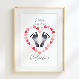 Daddy You're my first Valentine Baby Footprint Arts and Craft Keepsake Gift | DIY Valentijnsdagcadeau voor papa